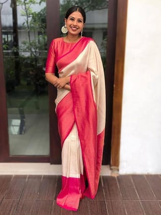Woven Design Zari Silk Blend Banarasi Saree