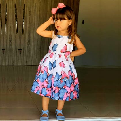 BabyGirl's Cotton Butterfly Stylish Frocks & Dresses for Kids.-6 to 12 Month