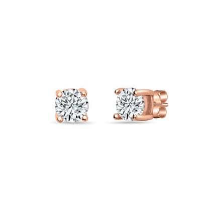 Glimmering Lady Sterling Silver Rose-Gold Studs for Women - Small