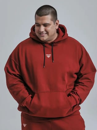 || PLUS SIZE DEEP RED THERMAL CO-ORD SET (HOODIE & JOGGER COMBO) ||-X-Large