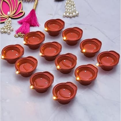 SMARTCAM Water Sensor Diya Set Water Sensor LED Diyas Decorative Diya Decorative LED Lights E-Diya I Battery Operated (12 Pieces)