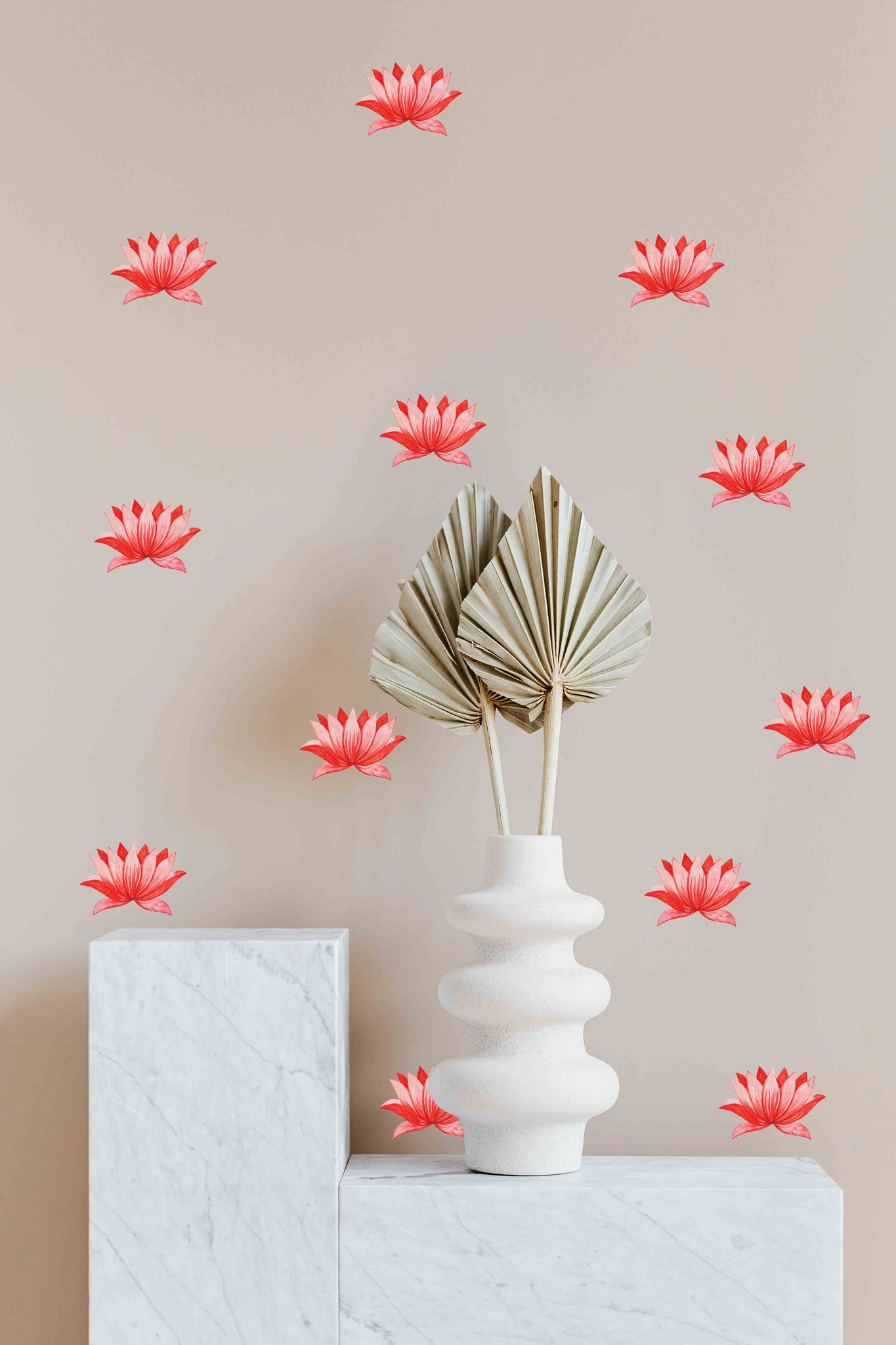 Tropical Lotus Wall Decal Sticker - Pack of 12