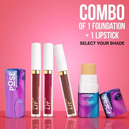POSE HD Foundation + LIT Velvet Matte Liquid Lipstick 1.6ml