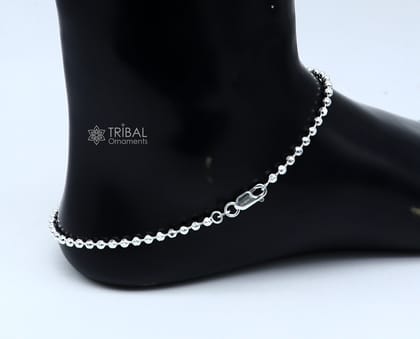 3mm 10.5 925 sterling silver beaded/ball chain anklet bracelet amazing light weight delicate anklets belly dance silver jewelry ank600