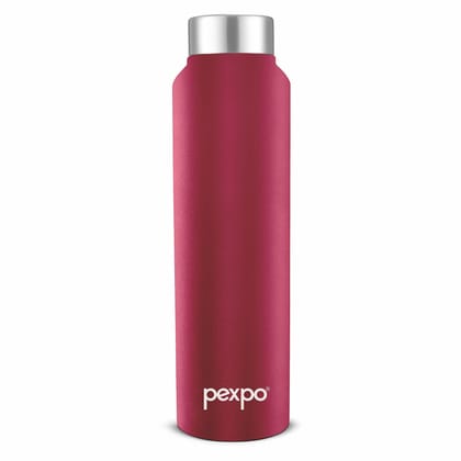 Pexpo Stainless Steel Fridge Water Bottle, 1000 ml, Crimson Red, Chromo | Leak-Proof & Easy to Grip Water Bottle