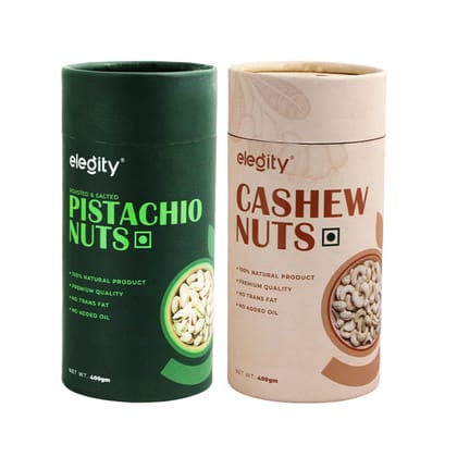 Elegity Dry Fruit Combo Pack |100% Natural |No Added Preservatives| Nutritious Snacks Pistachios & Cashews, 400 gm - Pack of 2