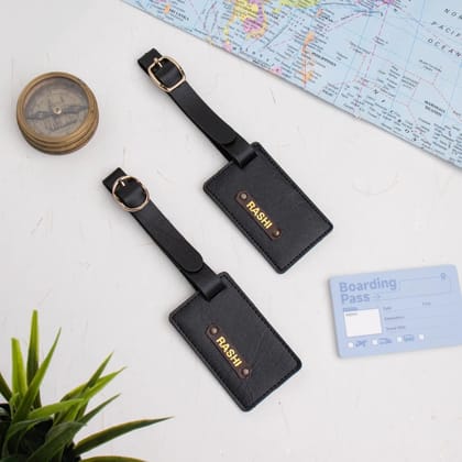 PERSONALISED LUGGAGE TAGS - BLACK-Black