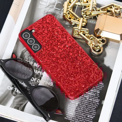 Red Glitter Bling Sequin Cover-Samsung Galaxy S22
