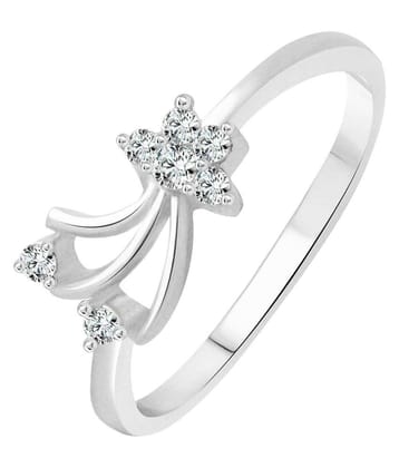 Vighnaharta Flory Gift CZ Rhodium Plated Alloy Ring for Women and Girls - [VFJ1255FRR8] - None