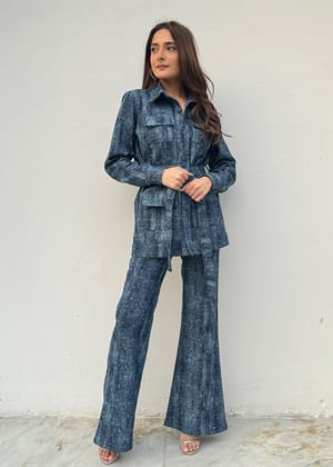 Blue Denim Stars Co-ord Set-XS / Blue
