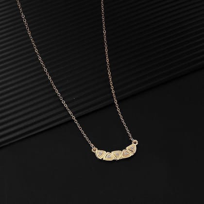 ALL IN ONE Micro Rose Gold Plated American Diamond Necklace Golden Chain Pendant for Women/Girls