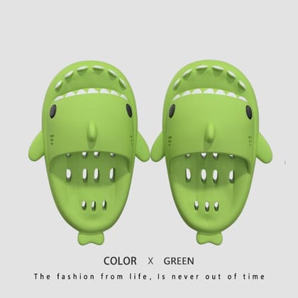 Shark Slippers With Drain Holes Shower Shoes For Women Quick Drying Eva Pool Shark Slides Beach Sandals With Drain Holes-Apple green / 38to39