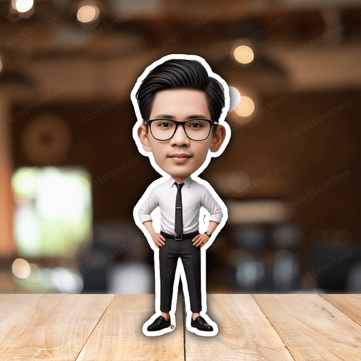 Office Boy Caricature Photo Frame Unique Design Customized Gift for Boys