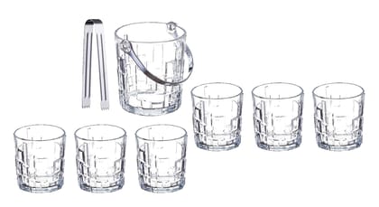 Sanjeev Kapoor Cairo Ice Bucket Set of 8 Pcs, for Bar and Home, Big Size Ice Bucket Bar Accessories and Gift Item