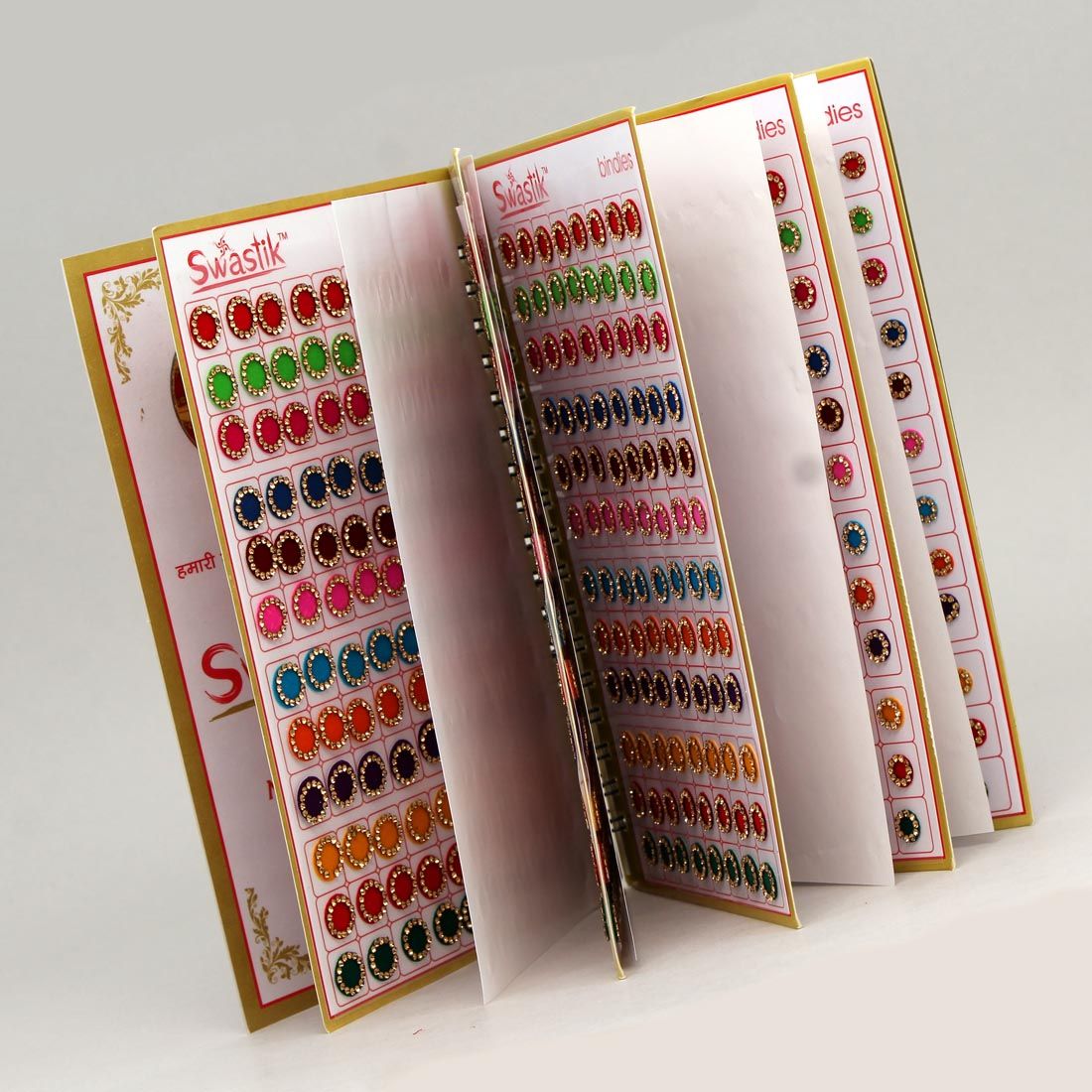 Multicolor Stone Bindi Book For Women & Girls- Total Pieces- 576(BND125CMB)-Color: Assorted / Silver / Alloy