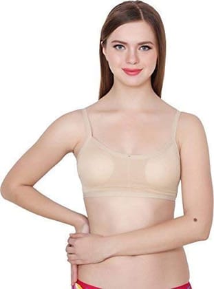 Manpasand Girls' Cotton & Polyester Lightly Padded, With Removable Pads Non-Wired Bralette Bra (Bra_57-QQ_White & Skin_Free Size)