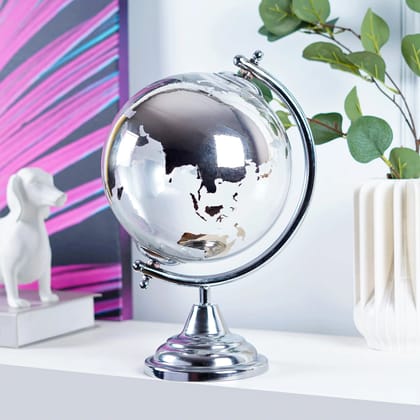 Aurora Terra Glass Globe Silver