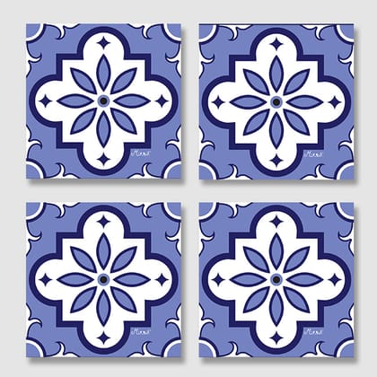 Blue Morocco Square Acrylic Coasters - Set of 4