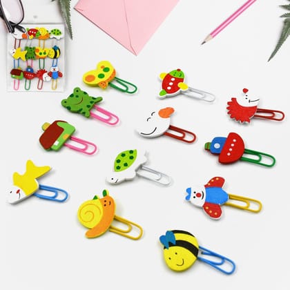 8876 Multifunction Cartoon Paper Clips, Durable & Rustproof, Colored Paper Clips for Paperwork, DIY Work, classify Documents, Bookmark, Snacks Bag Clips, Suitable for Home, School, Office (12 Pcs
