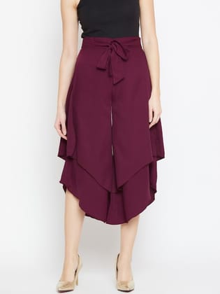 Women Peach-Coloured Cropped Palazzos