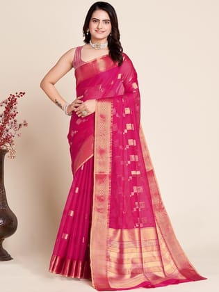 Geometric Woven Design Zari Silk Cotton Saree