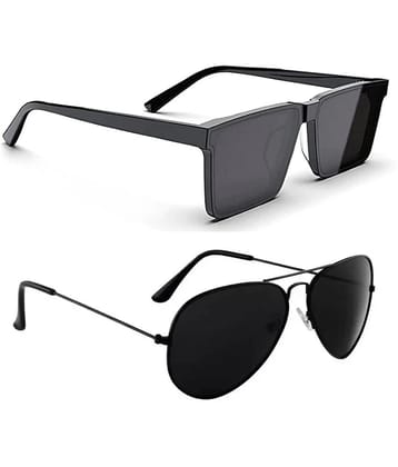 Elligator Multicolor Rectangular Sunglasses ( Pack of 2 ) - Medium