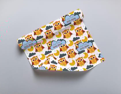 Custom Gift Wrapping Paper - Golden Glow Owls Theme-Lots of Love / Set of 10 sheets
