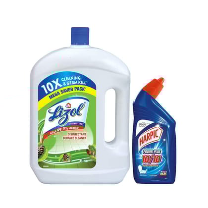 Lizol Disinfectant Floor Cleaner - 2000 Ml (Pine) With Free Harpic - 500 Ml