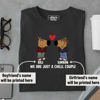[Personalised] Just a Chill Couple T-Shirt – Valentine’s Day Special-Black / S