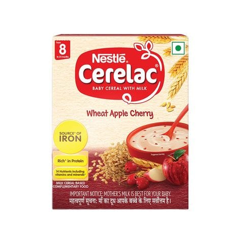 Nestle Cerelac Baby Food Stage 2 Wheat Apple Cherry, 300 gm Box