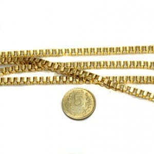 Metal Box Chain Golden (Link size 4 ) 1 Mtr.-Golden / Iron