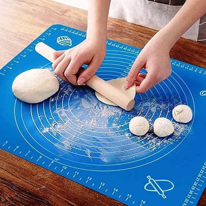 SMARTCAM Silicon Roti mat Non-Stick Silicone Reusable Pastry Fondant Dough Roti Chapati Rolling Baking Sheet Mat (50x40 cm, Multicolor)