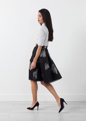 Short Silk Skirt-Small / Flower Print