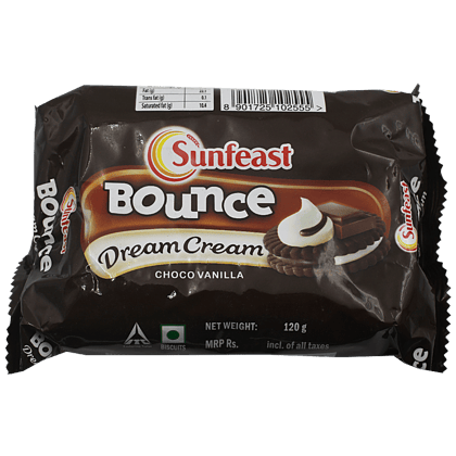 Sunfeast Bounce Dream Cream Biscuits - Choco Vanilla, 120 G Pouch