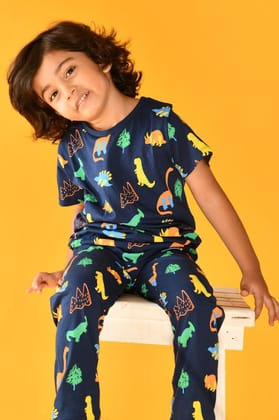 DINOSAUR FUN NAVY PYJAMA  SET-0-6 MONTHS / 2N / Multi