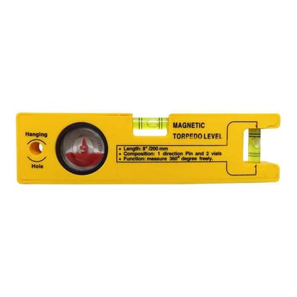 429 8-Inch Magnetic Torpedo Level With 1 Direction Pin, 2 Vials And 360 Degree View