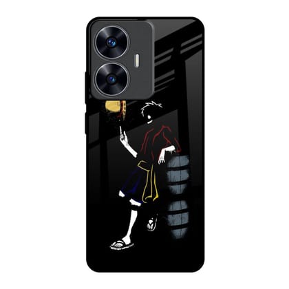 Luffy Line Art Glass Case for Realme C55