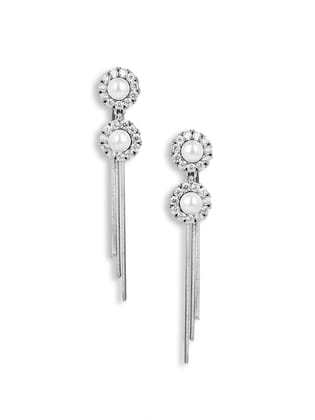 Round shape Earrings With Droplets White Gold