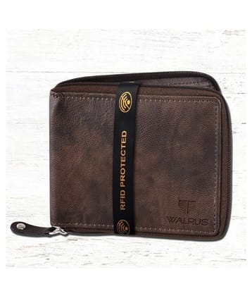 Walrus Faux Leather Brown Casual Regular Wallet - Brown