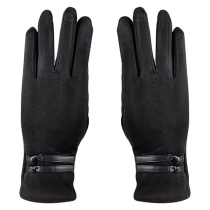 Designer Winter Gloves For Women - Black