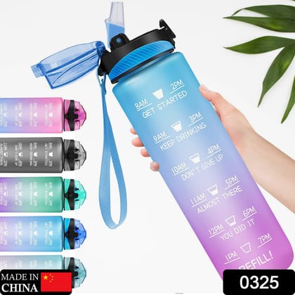 0325 Motivational Water Bottle with Straw & Time Marker, BPA-Free Tritan Portable Gym Water Bottle, Leakproof Reusable, Special Design for Your Sports Activity, Hiking, Camping-800 Ml