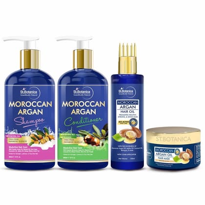 Moroccan Argan Shampoo 300ml + Conditioner 300ml + Hair Mask 200ml + Argan Hair Oil With Comb Applicator 150ml