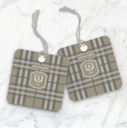 Plaid Gift Tag-Beige