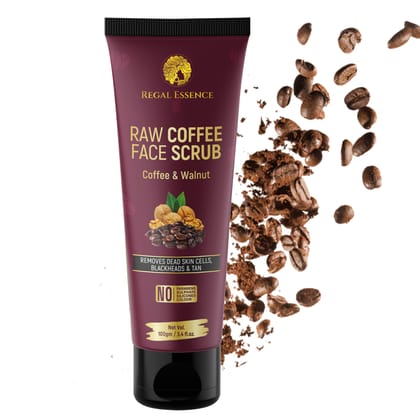 Regal Essence Raw Coffee and Walnut Face Scrub | For Exfoliation and Detan | All Skin| Men & Women - 100 g