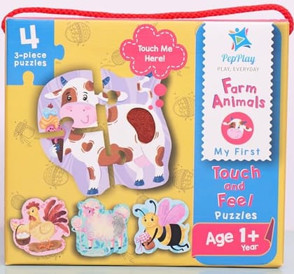         My First Touch and Feel Puzzle – Farm Animal, Three Piece Puzzle Learning for Toddlers, Educational Toy for Pre-School and Montessori Kids, Birthday and Return Gift for 1-4 Years Old       
