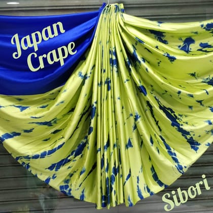 Parrot Green Colored Japan Crepe Silk Saree with Blouse - 5008