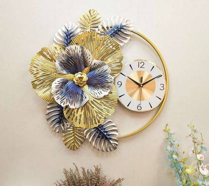Designer Large Metallic finish Multicolor Wall Clock -62 x 55 cm