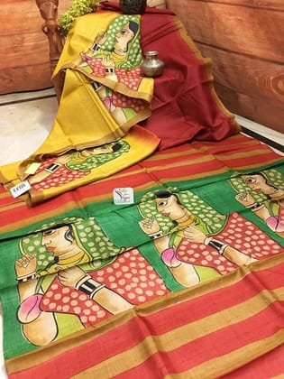 AWESOME LINEN COTTON PRINTED SAREE -1707