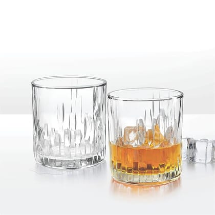 Treo Steps 330 ML Whisky Tumbler | Transparent | Set of 6 Pcs