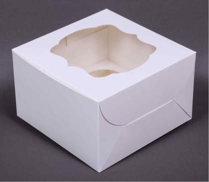 4 Cupcake Box White (6" X 6" X 3.5")-Pack Of : 10